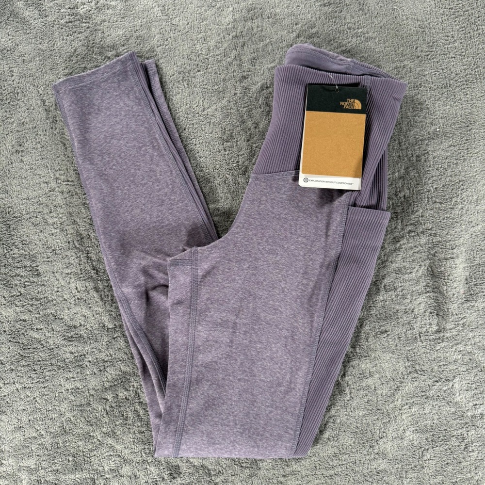 The North Face Dune Sky Tight Women XS Lunar Slate Heather Ribbed Leggings